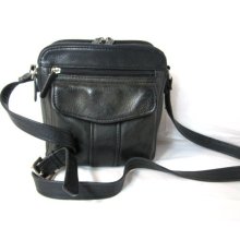 Black Leather FOSSIL Cross Body Handbag