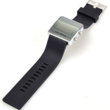 Black Luxury Mirror Led Digital Date Jelly Silicon Casual Sport Wrist Watch