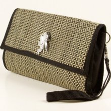 Black Woven Clutch, Ladies Woven Wristlet, Day Bag, Envelope Style Bag