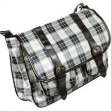 Blancho Bedding XXC186-WHITE Classic Cool Plaid White Leatherette Handbag Shoulder Bag Satchel Bag Purse