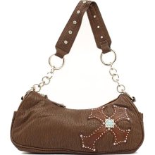 Blazin Roxx Brown Cross w/Turquoise Stones Hobo Bag