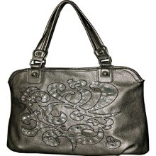 Blingalicious Damask Stitch Shoulder Bag - Pewter