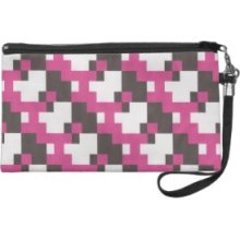 Blue and hot pink wristlet purse