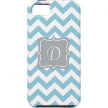 Blue and White Zigzag Monogram Iphone 5 Cases