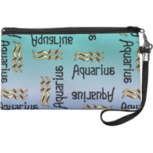 Blue Aquarius, Sign of the Zodiac. Wristlet Clutches