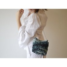 Blue bag, grey purse, Bridesmaids's Gift, handknit RosaLu'