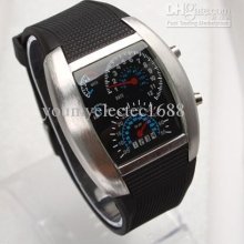 Blue Binary Led Light Watch Men's Women's Digital Aviation Sport Car