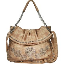 Blue elegance camel handbag