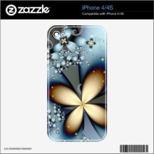 Blue Gold Cute Abstract Floral Decal For Iphone 4