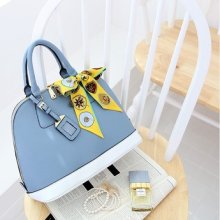 Blue Real Leather Combination Colors Medium Tote Bag Shoulder Bag Hand Bag