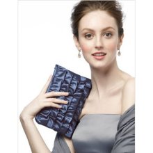 Blue Steel Ruffle Clutch Purse by Dessy