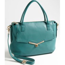 Botkier Valentina Large Satchel Crossbody Bag Turquoise Leather $395