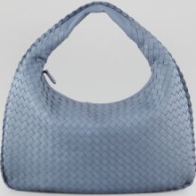 Bottega Veneta Intrecciato Medium Hobo Bag Blue