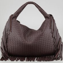 Bottega Veneta Veneta Large Fringed Hobo Bag, Dark Brown