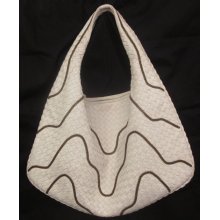 Bottega Veneta White Bianco Nappa Leather Wave Chain Large Veneta Hobo