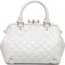 Brettney Quilted Clasp Satchel White