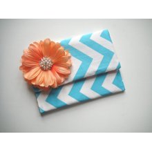 Bridal Clutch / Cosmetic Bag In Chevron Girly Blue, Wedding Clutch, Wedding, Bride, Briedsmaids