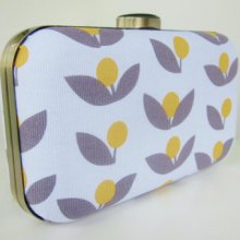 bridesmaid clutch purse, gray yellow weddings, Summer weddings clutch, floral minaudiere