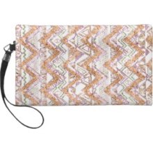 Bright Aztec Glitter Orange Mod Chevron Pattern Wristlet Purse