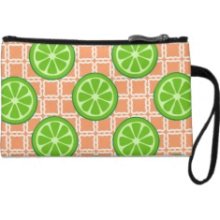 Bright Summer Citrus Limes on Coral Square Tiles Wristlets