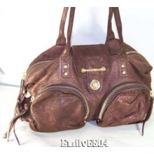 Bronze Crackle Suede Botkier Satchel Handbag Great