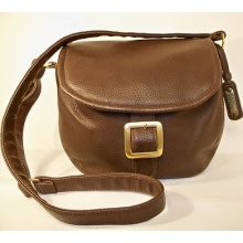 Brown Crossbody Bag Shoulderbag Faux Leather Michael Stevens Brushed Gold Tone