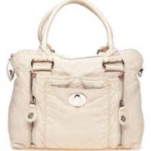 Bueno Bone Washed Croc Satchel