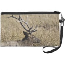 Bull Elk Crossing Madison River, Yellowstone 3 Wristlet Purses