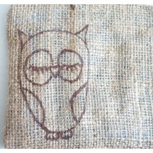 burlap purse with owl