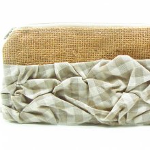 Burlap Untamed Ruffled Medium Clutch - ruffled clutch, pouch, bridesmaid clutch, bridesmaid pouch