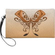 Butterfly 2 orange Wristlet Purses