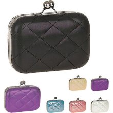 C37 Womens Ladies Satin Quilted Stitched Small Party Clutch Purse Handbag