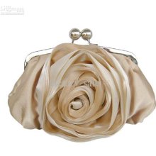 C43 Women's Handbag Big Rose Decoration Silks And Satins Bridal Bag