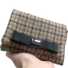 Camel,grey,black tweed small purse