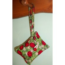 Camera Bag / Wallet / Cell phone case / Wristlet - Green and Red Ladybugs and Daisies fabric