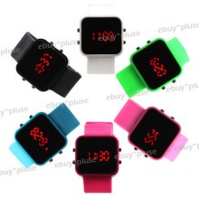 Candy Red Led Digital Silicone Rubber Band Jelly Men Ladies Sport Watch Series 2