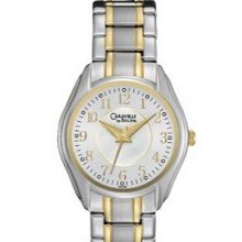 Caravelle By Bulova Two Tone Fold Over Buckle Ladies Watch