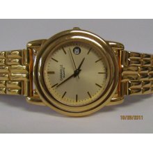 Caravelle Quartz Watch Gold Overtone Bracelet & Case Date Water Resistant