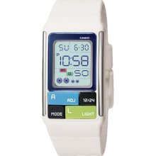 Casio 50m World Time Kids Ladies White Resin Poptone Lcd Digital Watch Ldf-50-7