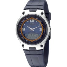 Casio Aw-82-2Aves Gents Watch Quartz Analogue Blue Dial Black Resin Strap