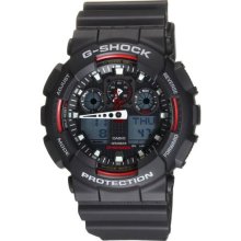 Casio G-shock Ga100-1a4 Digital Watch, Black And Red -