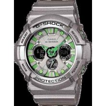 Casio G-shock Ga200sh-8a Gray & Green Analog Digital Dial X-large Limited