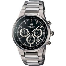 Casio Men's Edifice EF500BP-1AV Silver Stainless-Steel Quartz Watch with Black Dial