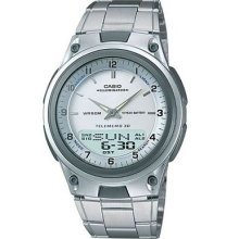 Casio Mens Sports Wrist Watch With White Dial Analog Digital Databank