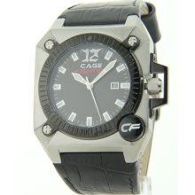 Cf332009bsbk Cage Fighter Mens Leather Date Watch