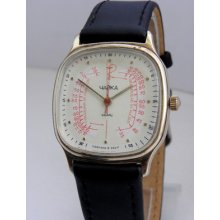 Chaika Medical Doctors Rare Soviet Watch Quartz Gilt /pulsemeter/ Serviced