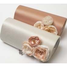 Champagne Bridal Clutch or Bridesmaid Clutch - Bouquet Clutch - Kisslock Snap Petite Clutch - Custom Colors - Gold Ivory Champagne