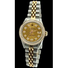 Champagne diamond dial bezel rolex datejust SS & gold jubilee watch lady - Metal - Gold - 6