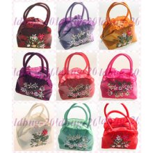 Chinese Handmade Embroidery Flower Silk Handbag/bag/mâ€‹akeup Bag