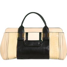 chloe' medium alice ostrich & leather bag